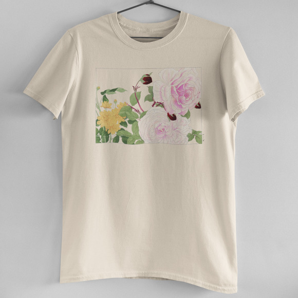 Japanese Vintage Roses Natural Tee - Picture 1 of 5